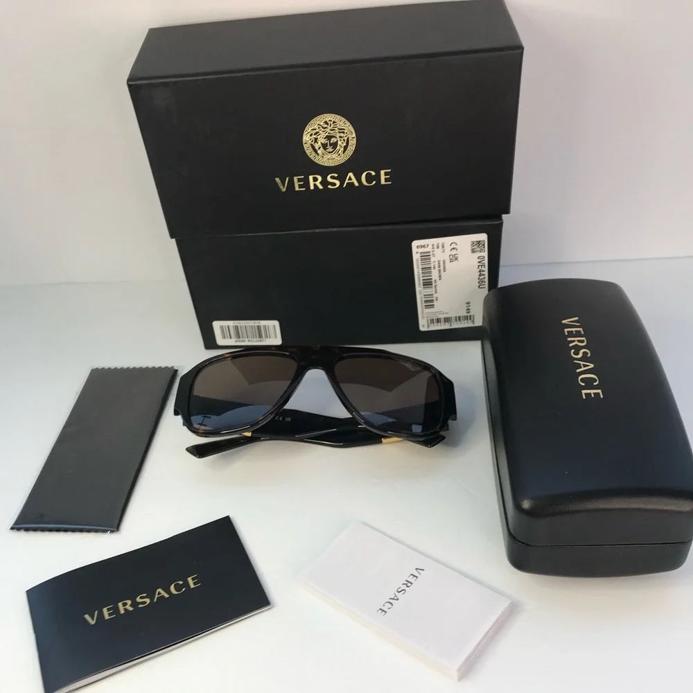 💯 - New Authentic Versace VE4436U Havana Dark Brown Sunglasses